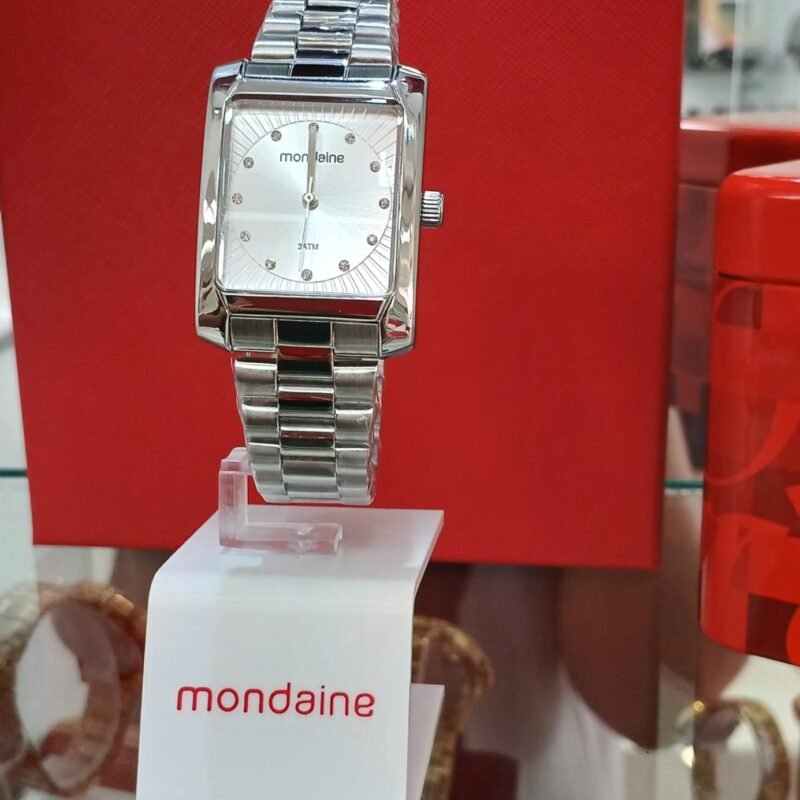Relógio Prata Mondaine Retangular